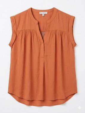 Maison d’Indie Paris Sleeveless V-Neck Blouse in Rust